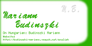 mariann budinszki business card
